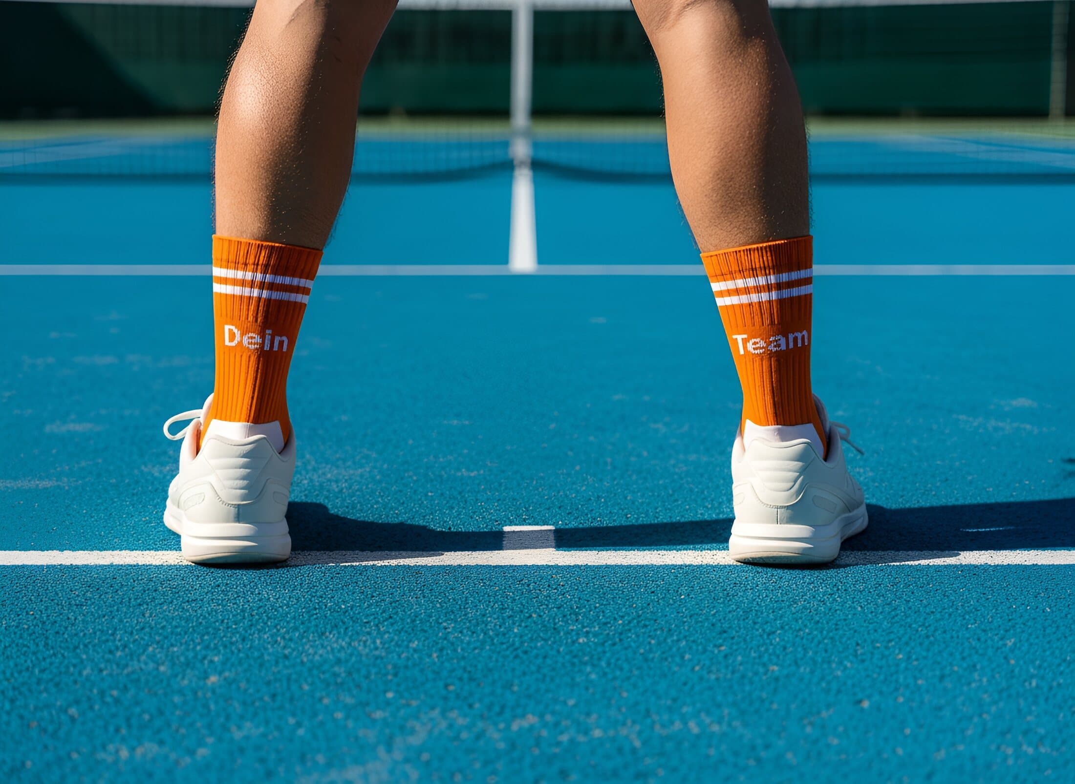 Individuell bedruckte Teamsocken auf dem Spielfeld