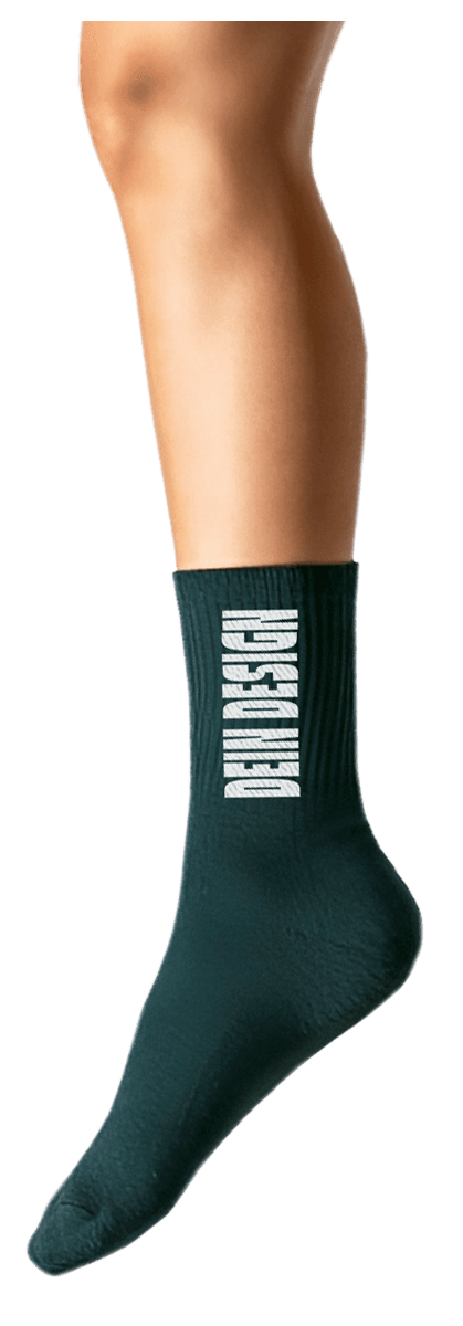 Bein mit individuell bedruckter Teamsocke